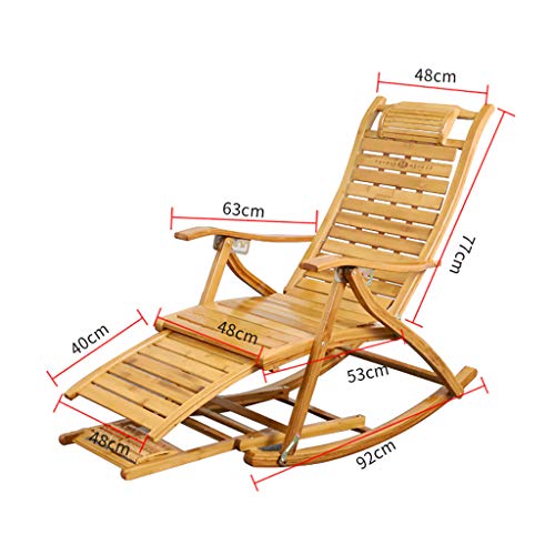 Chaise à bascule pliante en bambou inclinaison zéro gravité - 4