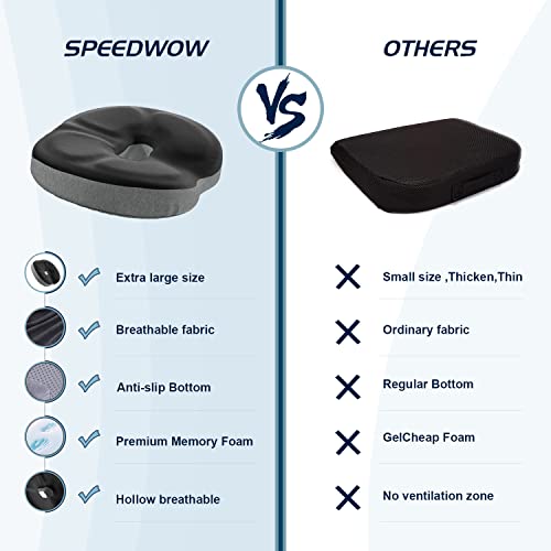 Speedwow Hemorrhoid Donut Pillow, Ergonomic Design Hemorrhoid Cushion, Coccyx, Sciatica, Postpartum Pain Relief Memory Foam Cushion. (Grey) #TOP4