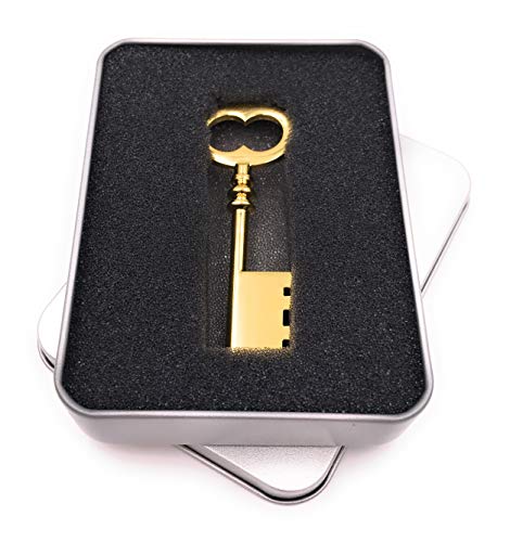 Clé USB 64 Go Onwomania Dietrich Golden en métal USB 2.0 avec boîte de stockage externe