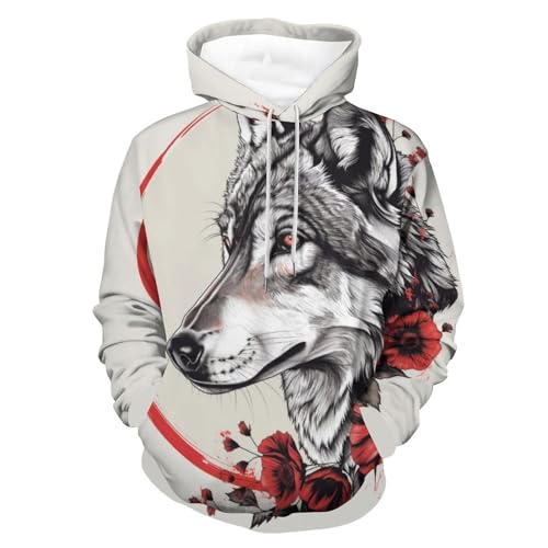 Sweat loup fleur feuille résistant au lavage pour homme et femme