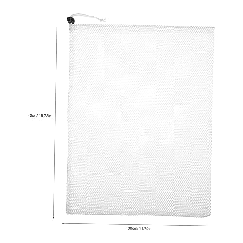 Luxshiny 10pcs Reusable Polyester Mesh Drawstring Bags with Sliding Cord Lock Capacity Storage Pouches for Fruits Vegetables Travel Supplies Clothes and Sports Items Washable and2