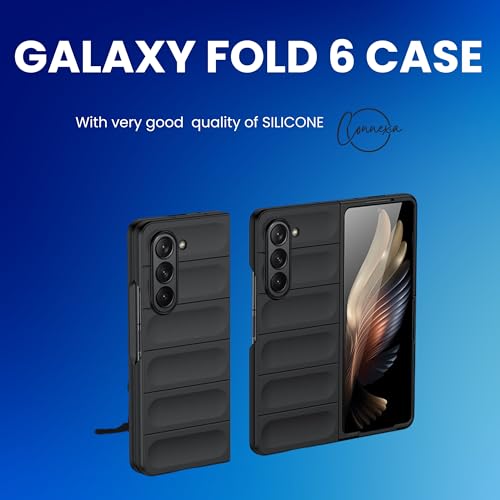 Image of Connexa Silicon UltraGuard Pro Back Cover for Galaxy Fold 6 - Shockproof, Anti-Slip Grip, Drop-Resistant, and Enhanced Corner Protection (Smart Phone NOT Included) (Black)