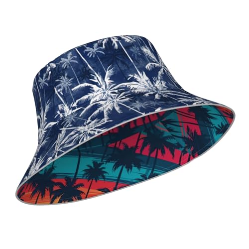 Image of Bucket Hat Beach Summer Sun Hat Reversible Fisherman Hats Double Sided Wearing for Women Men Boys Girls