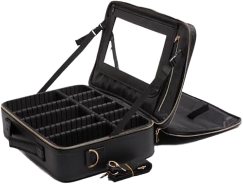 With mirrors PU leather cosmetic storage portable large capacity Make-up artist with makeup embroidery makeup bag