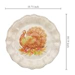 UP Glitter Turkey Melamine Dinner Plate Set, Flower Shaped Plates with Beaded Edge for Main course, Pasta, and Salad, BPA-Free, Dishwasher Safe, Orange, 10.75 Inch, Set of 6 - Image 2
