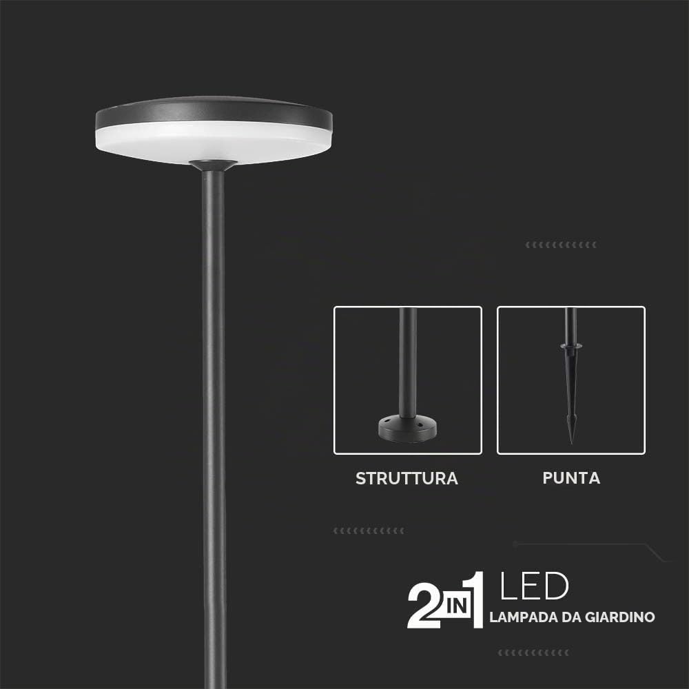 V-TAC Illuminazione per esterni, luci da giardino, IP65, alloggiamento antracite, 12 Watt, 1135 lumen, 3000 K