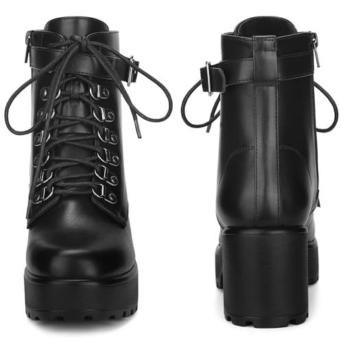Perphy Round Toe Platform Chunky Heels Combat Boots for Women2