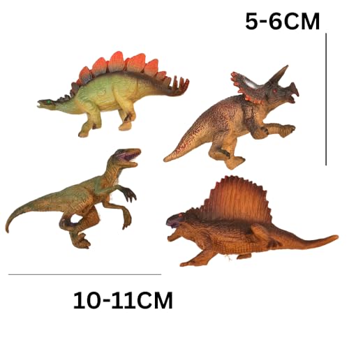 Image of FUNFOB Dinosaur Toy Figure | Mini Size | Height -6cm Dinosaur Toys for Kids & Adults PVC Multicolour | Set A Tiny Dino Pack of 4