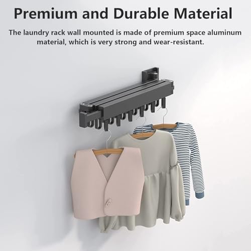 Retractable Wall Mounted Clothes Drying Rack - Space-Saver Indoor Laundry Airer, Folding Clothes Dryer for Balcony, Mudroom & Bedroom - Efficient Clothes Drying
