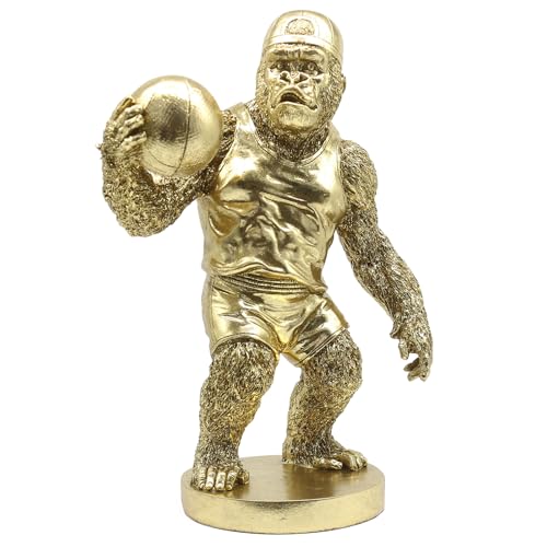 Gorilla Basketball Figurine – Golden Resin King Kong Statue