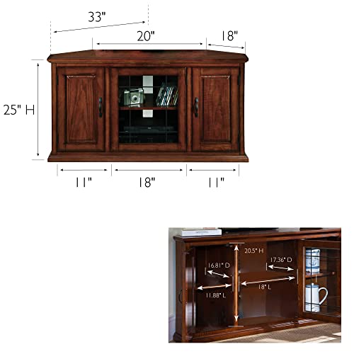 Leick Home Oak Leaded Glass Corner Tv Stand #TOP1