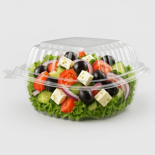 Durameg Clamshell Containers 5" Square Clear Hinged [50 Pack] Take-Out Plastic Salad Containers | To-Go Sandwich Containers [Size: 5 3/8" x 5 1/4" x 2 5/8"] - Thumbnail 5