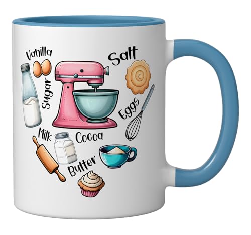 Taza de cerámica azul y blanca para cocinar 11 oz miniatura 2
