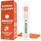 WHOOSH! Screen Shine Go - 1 fl oz Refillable Screen Cleaner Kit with Microfiber Cloth for MacBook, Phone, iPad & Eyeglasses - Powerful Streak-Free Cleaning - Pocket-Sized, TSA-Approved for Travel