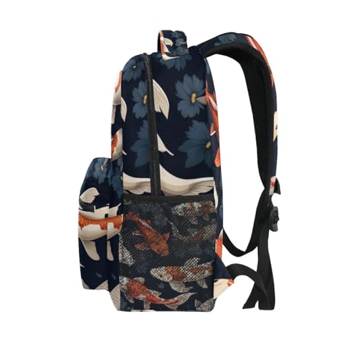 Book Bag for Girls, Koi Fishes Kids Travel Backpack, Kids Back to School Supplies, Ideal for Ages 6–144