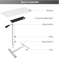 Vista 9 de Mesa para cama de hospital, mesas de cama neumáticas ajustables sobre la cama con ruedas ocultas y USB, carrito móvil para portátil y mesita