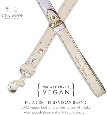 NINA WOOF Milan Leather Dog Leash - Padded Luxury Lead for Large & Medium Dogs, 4ft Lilac, Lillac, 4' - Image 3