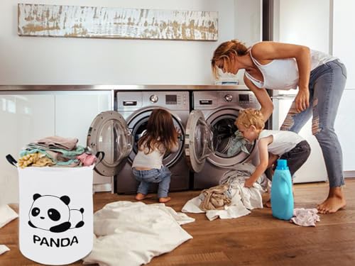 Image of 19.8 inch Round Kids Laundry Basket Gift Basket Storage Laundry Hamper Laundry Basket Baby Toys Nursery Bin with Handles,Storage Basket for Kids Room Bedroom Decor