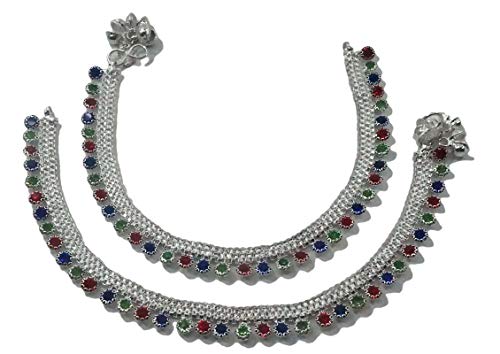 IFH Beauty Indian Bollywood Silver Tone Ankle Bracelet Payal Anklet Women Barefoot Jewelry