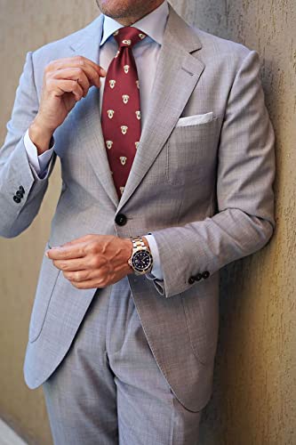 Image of HISDERN Ties for Men Classic Animal Tie and Pocket Square Set Jacquard Woven Silk Neckties Handkerchief Wedding Party