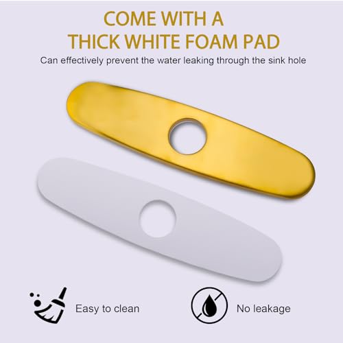 Faucet Deck Plate, Kitchen Sink Hole Cover, 10 Inch Inch Escutcheon Stainless Steel for 1 or 3 Hole Sink Faucets, Brushed Gold, Round by ABTIABGY - Used condition - Image 6