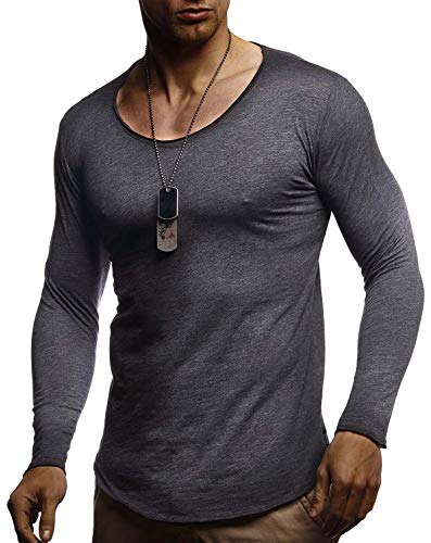 Leif Nelson Men's Modern Basic Longsleeve Crew Neck T-Shirt Hoodie Sweater Slim Fit LN1-80107