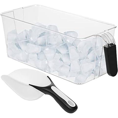Clear Plastic Storage Bin with Scoop - Laundry Room Organization Refrigerator Freezer Ice Bin with Pull out Handle - Acrylic Organizer bHome & Co - Small Cover