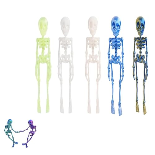 Imán de nevera de esqueleto posable con impresión 3D, imanes de nevera de calavera con articulaciones móviles, para nevera, taquilla, pizarra, cocina, oficina (#C x 5 unidades (3 piezas luminosas))