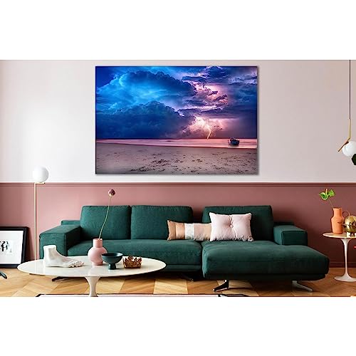 Lienzo impreso de nubes de tormenta en el mar cuadro decorativo ZELLART 140 x 90 cm