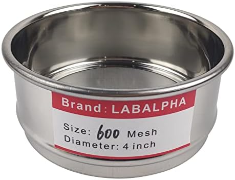 LABALPHA 600 Mesh Lab Sieves, Test Sieve #600 Mesh, 4'' Diameter, 304 Stainless Steel Wire Cloth (0.026mm)
