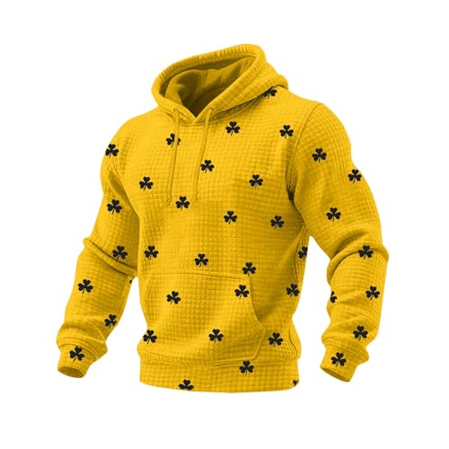 Sudadera anti UV hombre con capucha de cuadros amarillos talla M para senderismo y pesca