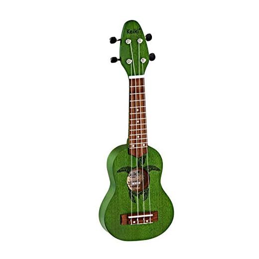 Ortega Guitars Ukelele Sopranino - Keiki K1 con grabado de diseño Tortuga - Okoume / Nogal, poro abierto, K1-GR