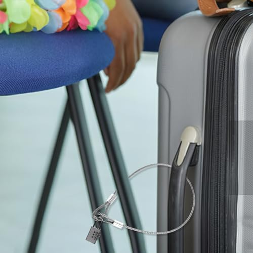 Prasacco Lot de 6 câbles de sécurité robustes en acier inoxydable, 30 cm x 2 mm, pour l'extérieur, voyage et antivol de vélo, éclairage de bagages – vue 7