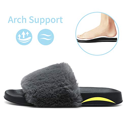 Image of Spesoul Slides for Women Womens Slippers Fur Fuzzy Fluffy for House Bedroom