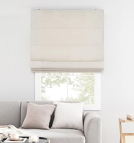 Shecute Roman Shades For Windows Cordless, Fabric Roman Window Shades For Bedroom, Living Room And Home, Room Darkening Light Filtering Roman Blinds For Windows And French Doors (Beige, 34”W X 64”L) #TOP4