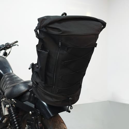 Bolsa de equipaje para motocicleta con gran capacidad, bolsa de viaje expandible de 85 litros, mochila de respaldo sissy bar con correas, ajuste universal para Harley miniatura 2