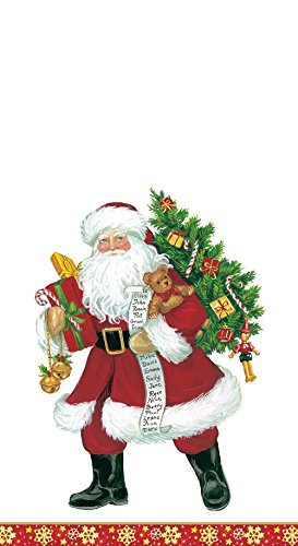 Entertaining with Caspari Lynn Haney Santa Guest Towels, Pack of 15