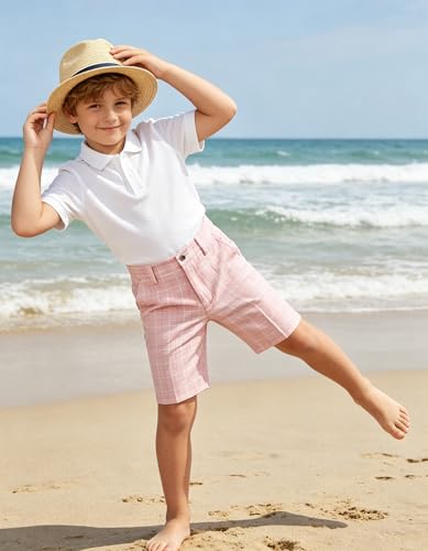 Image of Boy Shorts Kids Stretch School Uniform Clothes Flat Front Dress Casual Shorts with Pockets for Summer