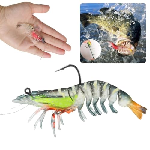 VAYINATO 1 PCs Premium Realistic Shrimp Fishing Lure – Lifelike Movement, Durable TPE Material, Pre-Rigged with Ultra-Sharp Hook – Ideal for Freshwater & Saltwater Fishing | 10CM, 17G