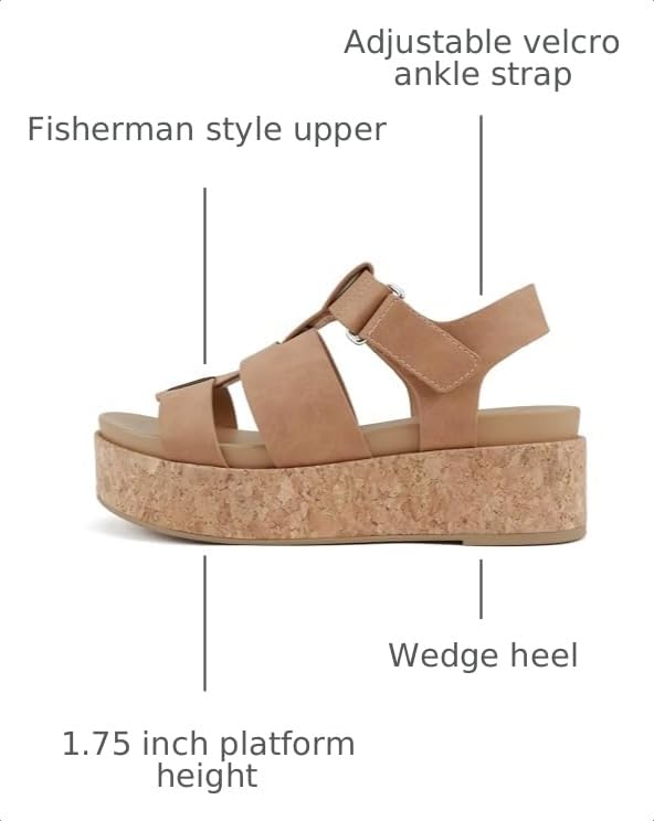 Image of Soda inchAmenda inch ~ Women Round Toe Fisherman Platform Low Heel Wedge Sandal with Adjustable Ankle Strap