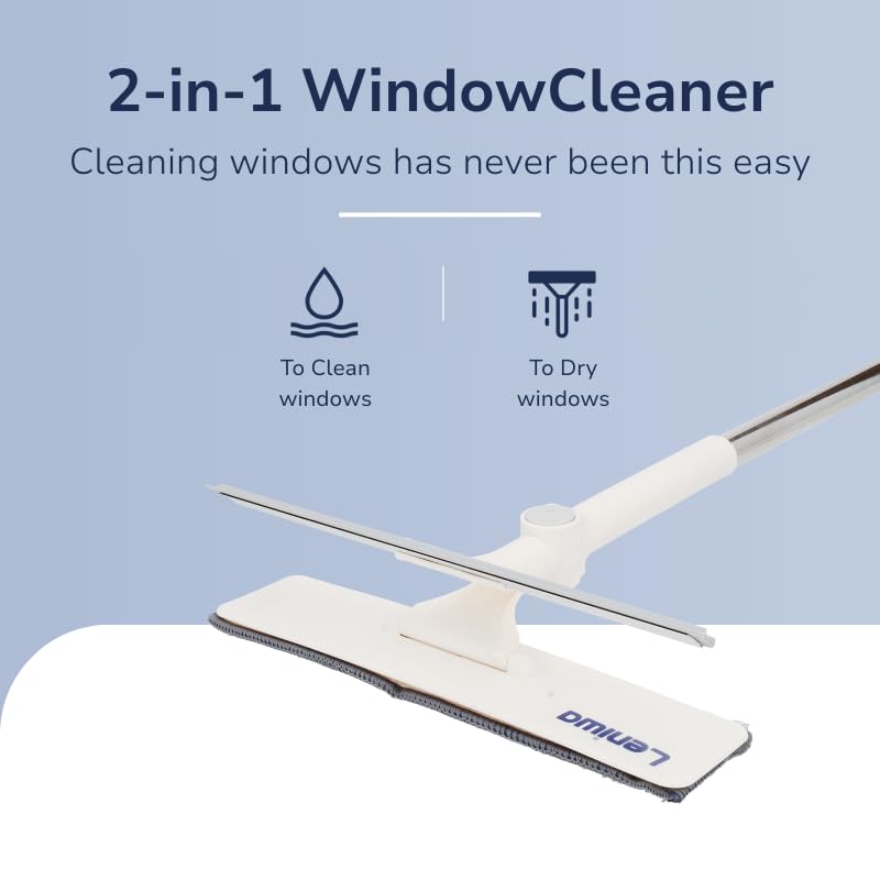 Nettoyeur de vitres extensible sans trace avec 2 chiffons microfibres - 4