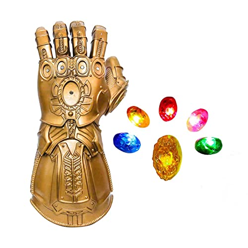 Infinity War Thanos Infinity Gauntlet with Electronic Detachable Glowing Infinity Stones Cosplay Halloween Prop PVC Gloves for Adult
