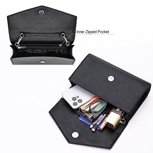 Image of GM LIKKIE Clutch Purses for Women, Evening Crossbody Envelope Handbags | GM LIKKIE Small Faux Leather Shoulder Bag for party, wedding, cocktail and formal date night occasions