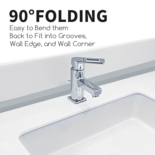 Image of 3 Rolls 10.5 Feet Caulk Tape Toilet Caulking Strip Self Adhesive Bathroom Sealing Peel and Stick Caulk Strip for Bathtub, 1.5 Inches (Grey)