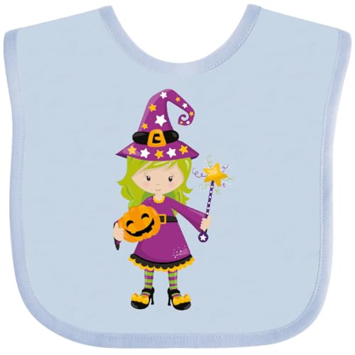 inktastic Halloween, Witch, Green Hair, Pumpkin, Bat, Boo Baby Bib