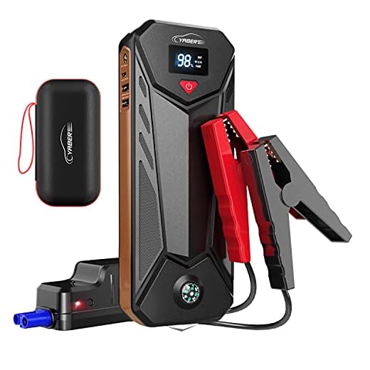 YABER Booster Batterie, 800A 12000mAh IP66 Étanche Booster de Batterie Voiture Moto (Jusqu'à 5,0L de Essence 4,0L Diesel) Robuste Jump Starter avec USB et Lamp LED, Kit Pinces Crocodiles, UL Certifié