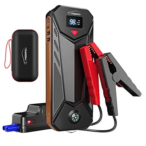YABER [Upgrade Arrancador de batería portátil, 800 A, Corriente máxima de 12000 mAh, con Linterna LED, Resistente al Agua IP66