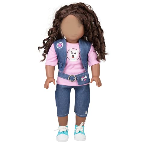 Dog Walker Doll Outfit For 18" Dolls (7 Piece Set) -My Puppy Costume Clothes And Accessories Set Includes T-Shirt, Vest, Pants, Belt, Shoes, Dog, And Leash For Girls Kids Birthday #TOP6