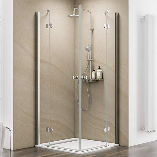 Schulte Duschkabine MasterClass Eckeinstieg, 90 x 90 cm, 6 mm Sicherheitsglas klar hell fixil beschichtet, chromoptik, ExpressPlus, EP702418 41 500 02 32 01