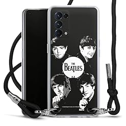 Coque Collier Compatible avec Oppo Find X3 Lite Coque avec Cordon Coque avec Cordon The Beatles Logo Black & White - Les Beatles, Paul McCartney, John Lennon, RIngo Starr, George Harrison